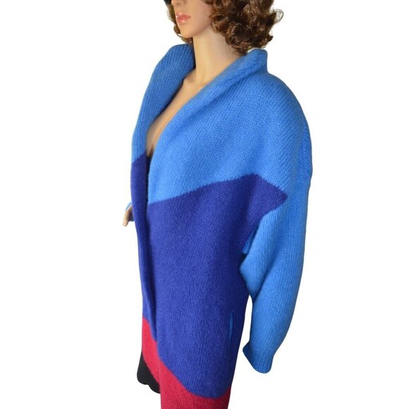 Vintage 70s Falcon Italian Design Avant Garde Wool Mohair Knit Coat Women Small - Picture 3 of 12